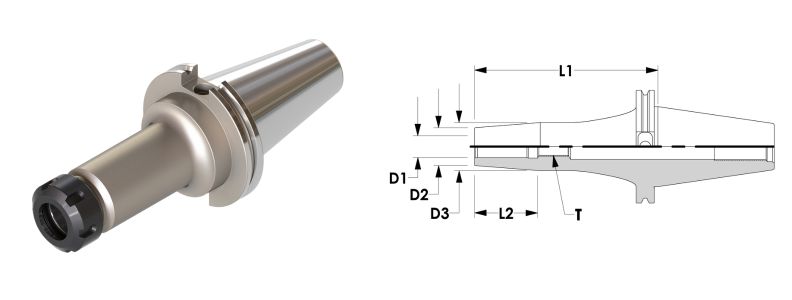 Velocity CT50 ER collet chuck extended gage length
